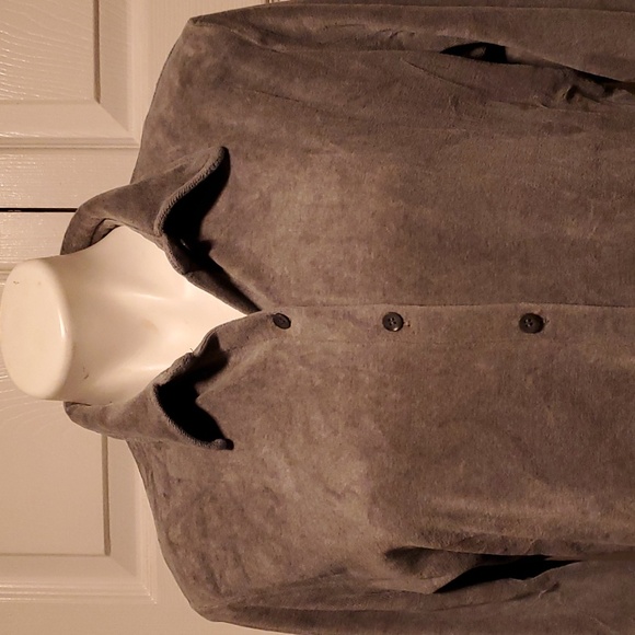 Express World Brand Faux Velvet Women's Button Down Long Sleeve - Size Large - Picture 2 of 8